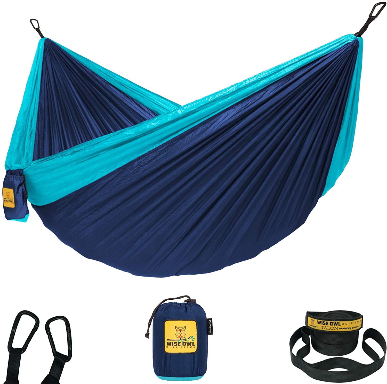 Wise Owl Outfitters Hammock Camping Double & Single with Tree Straps - USA Based Hammocks Brand Gear, Indoor Outdoor Backpacking Survival & Travel, Portable